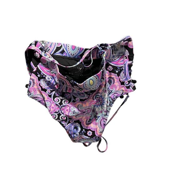 Black and pink paisley print string bikini size medium - Picture 5 of 9